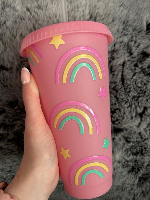 Pink Rainbow Cold Cup