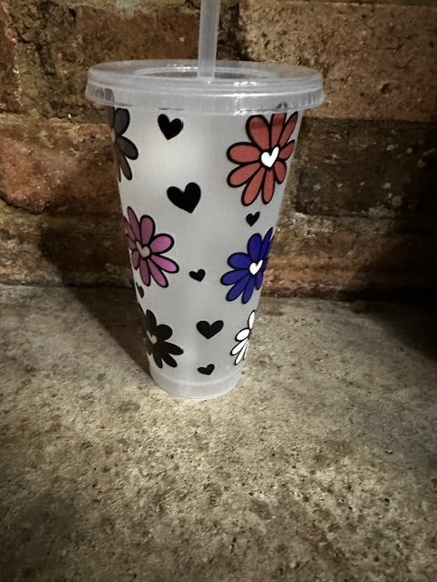 floral heart cold cup