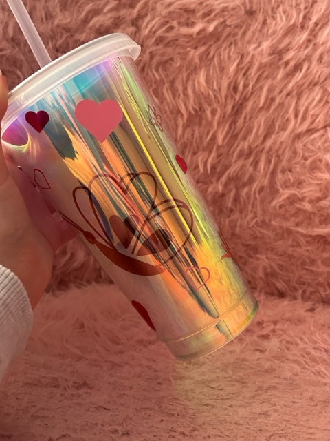 Butterfly heart holographic cold cup