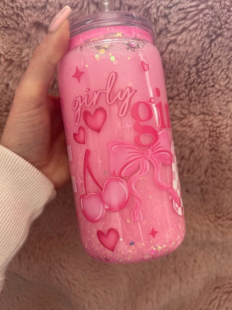 girly girl snowglobe tumbler