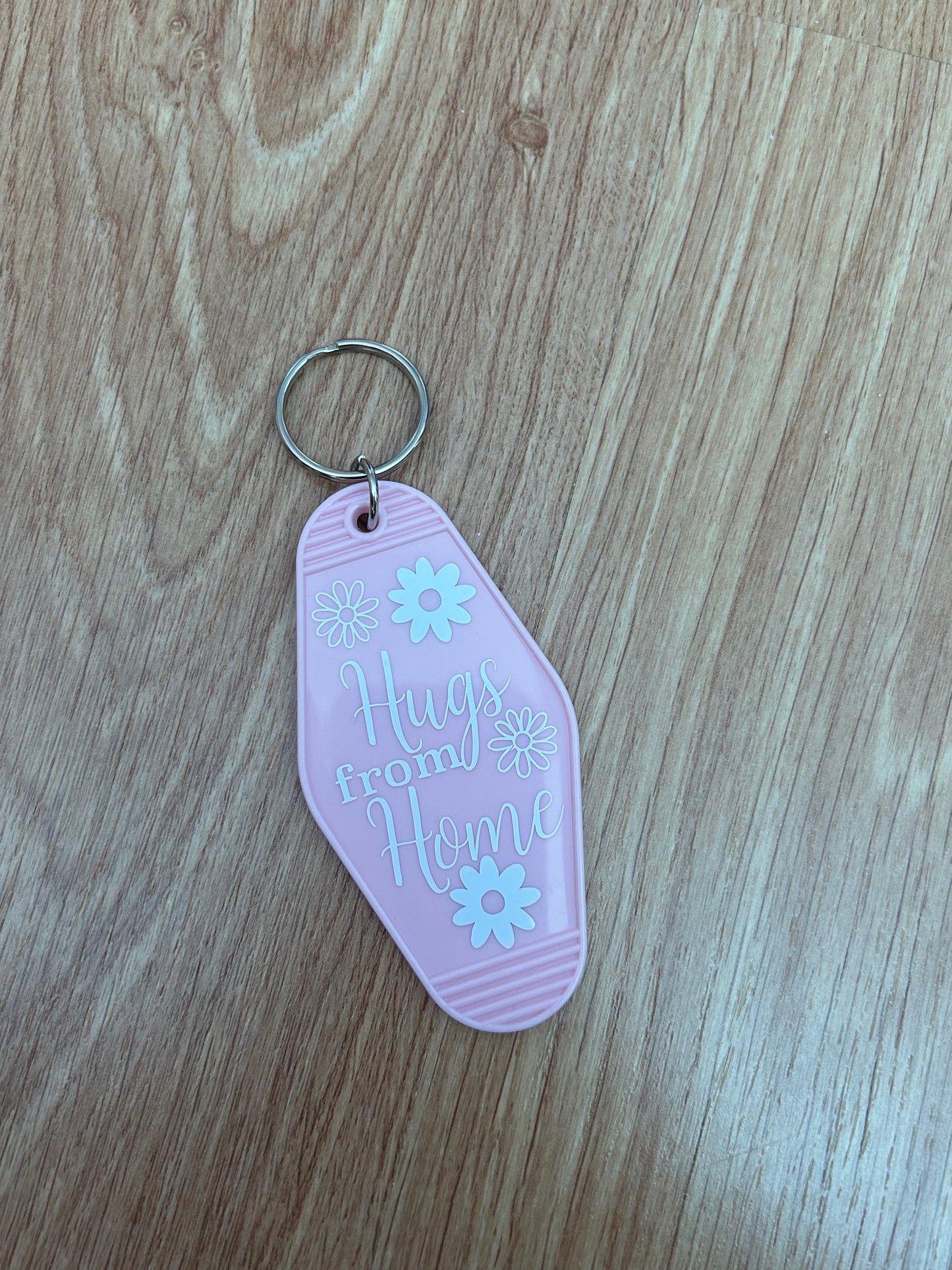 Hugs from home floral motel keyring
