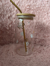 Load image into Gallery viewer, Gold flower glass can
