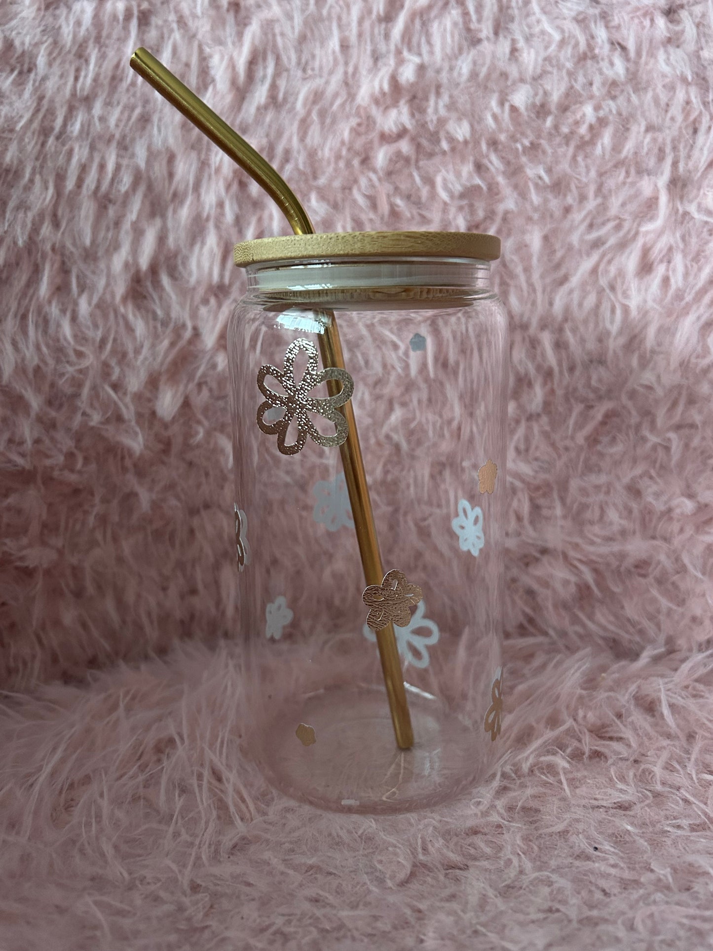 Gold flower glass can