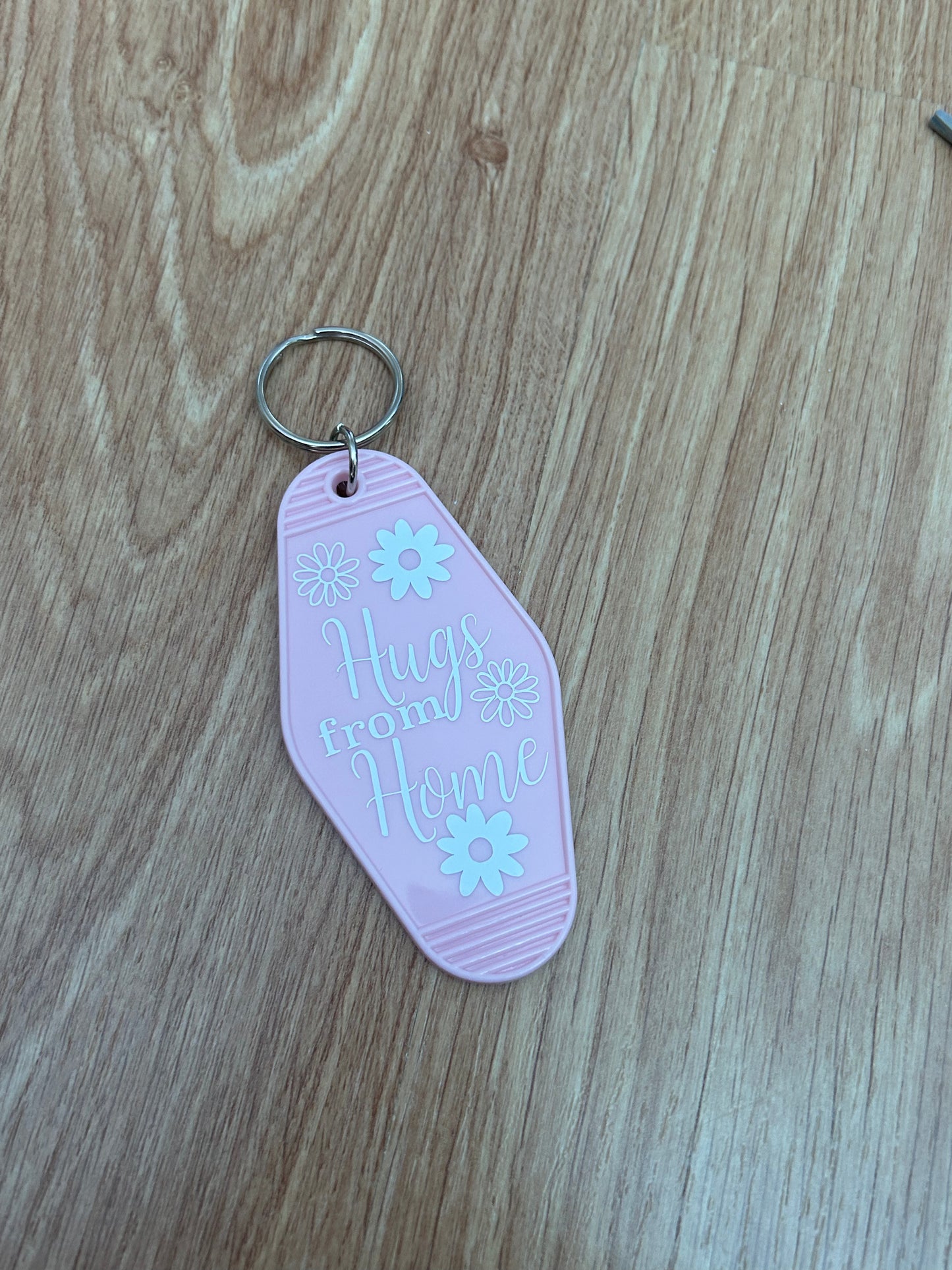Hugs from home floral motel keyring