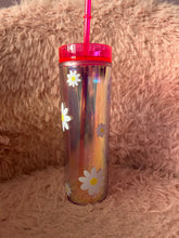 Load image into Gallery viewer, Daisy Iridescent skinny tumbler
