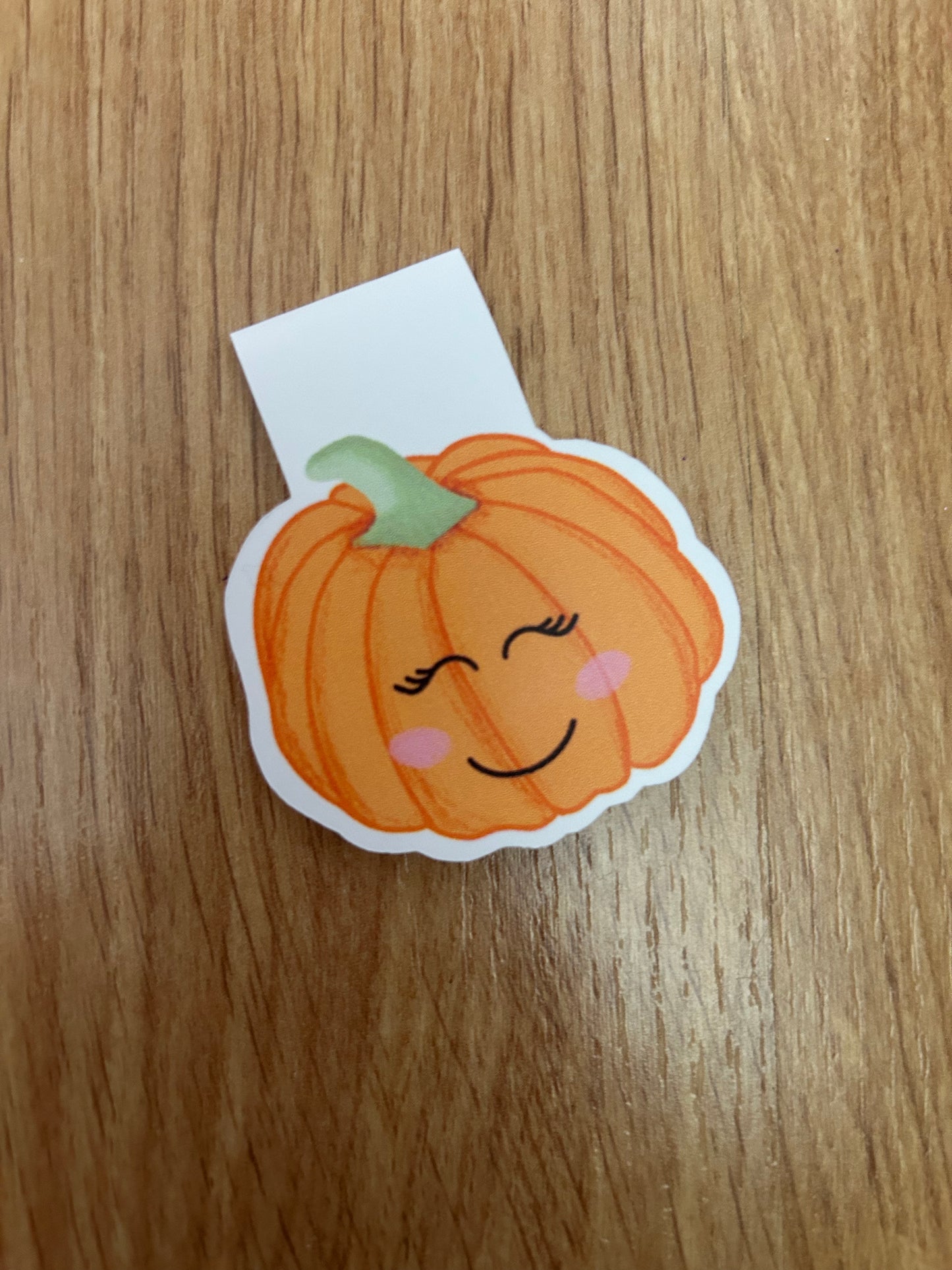 Pumpkin fold over magnetic bookmark