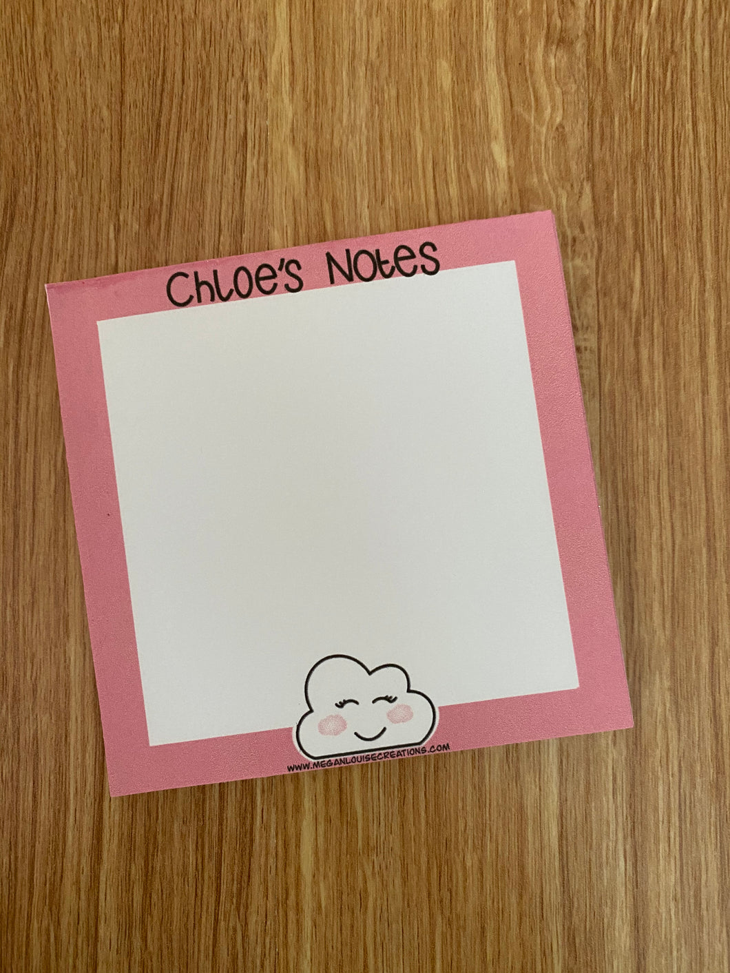 Personalised Kawaii cloud memo pad