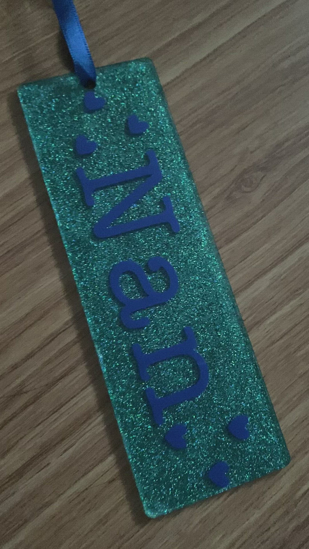 Glittery personalised bookmark
