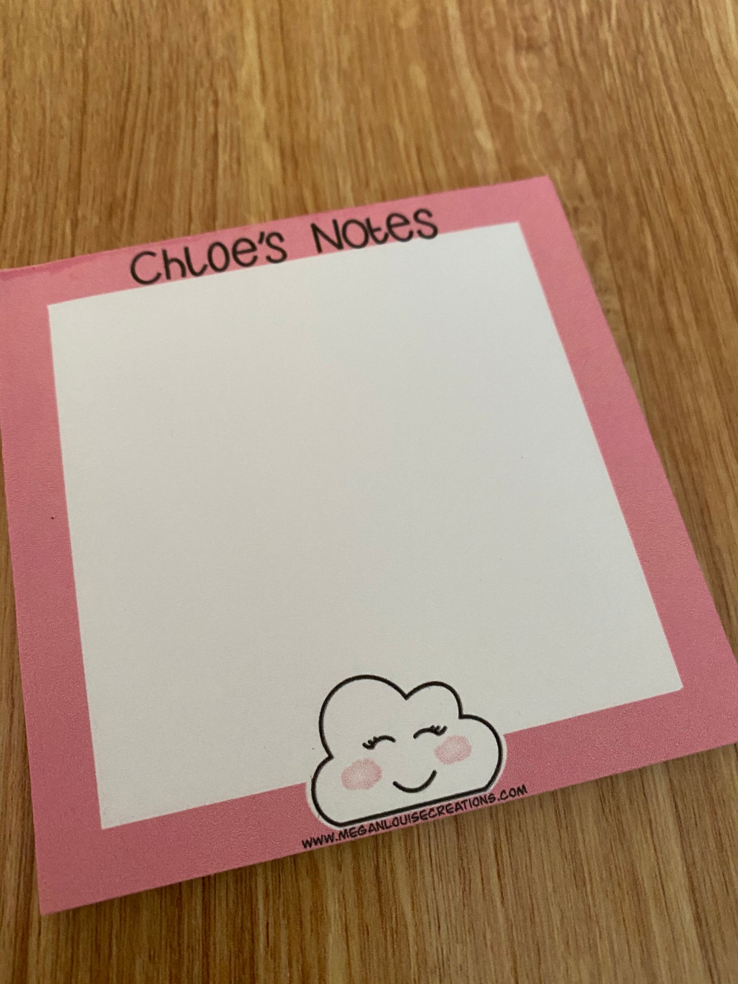 Personalised Kawaii cloud memo pad