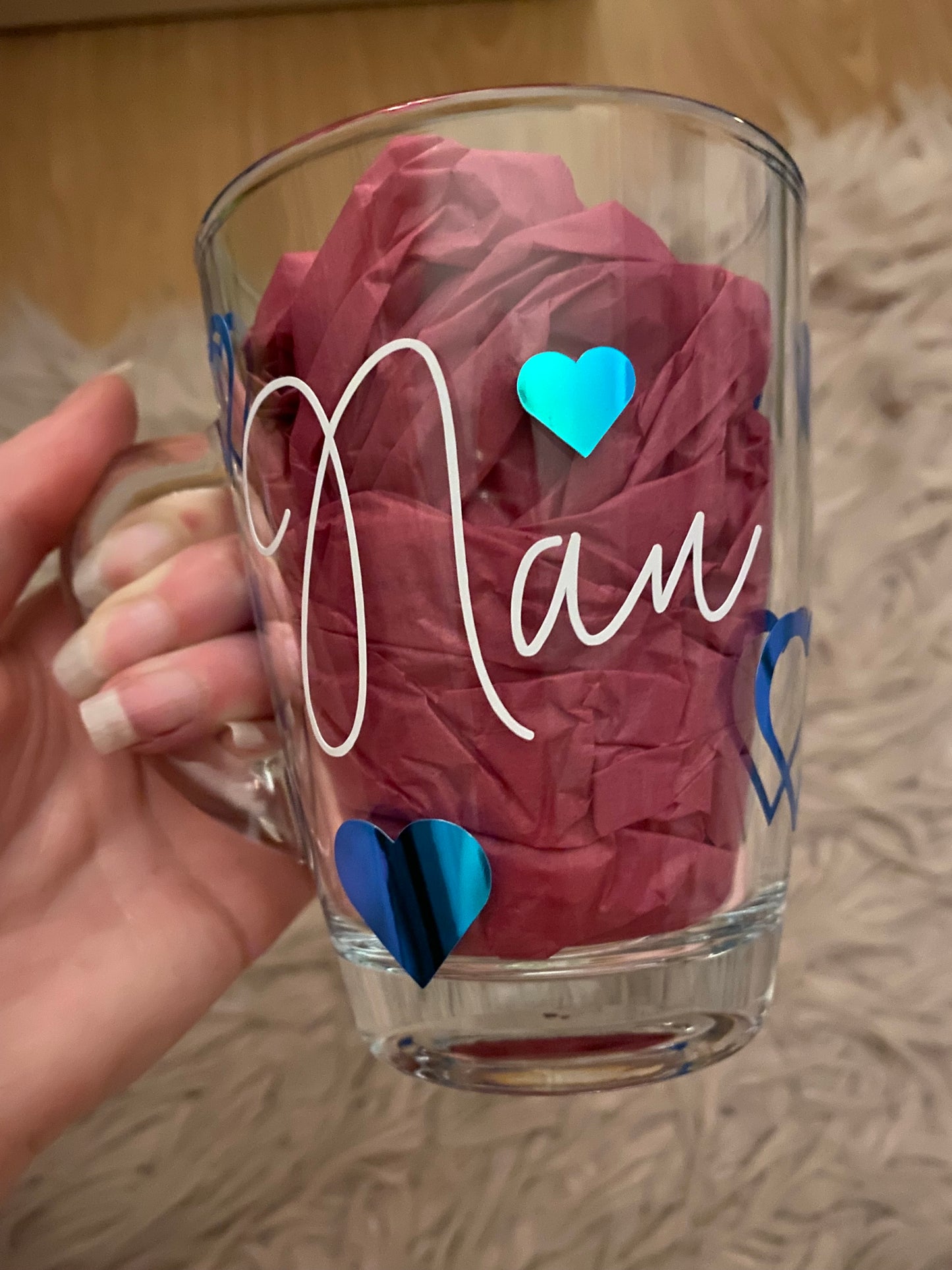 Personalised glass mug