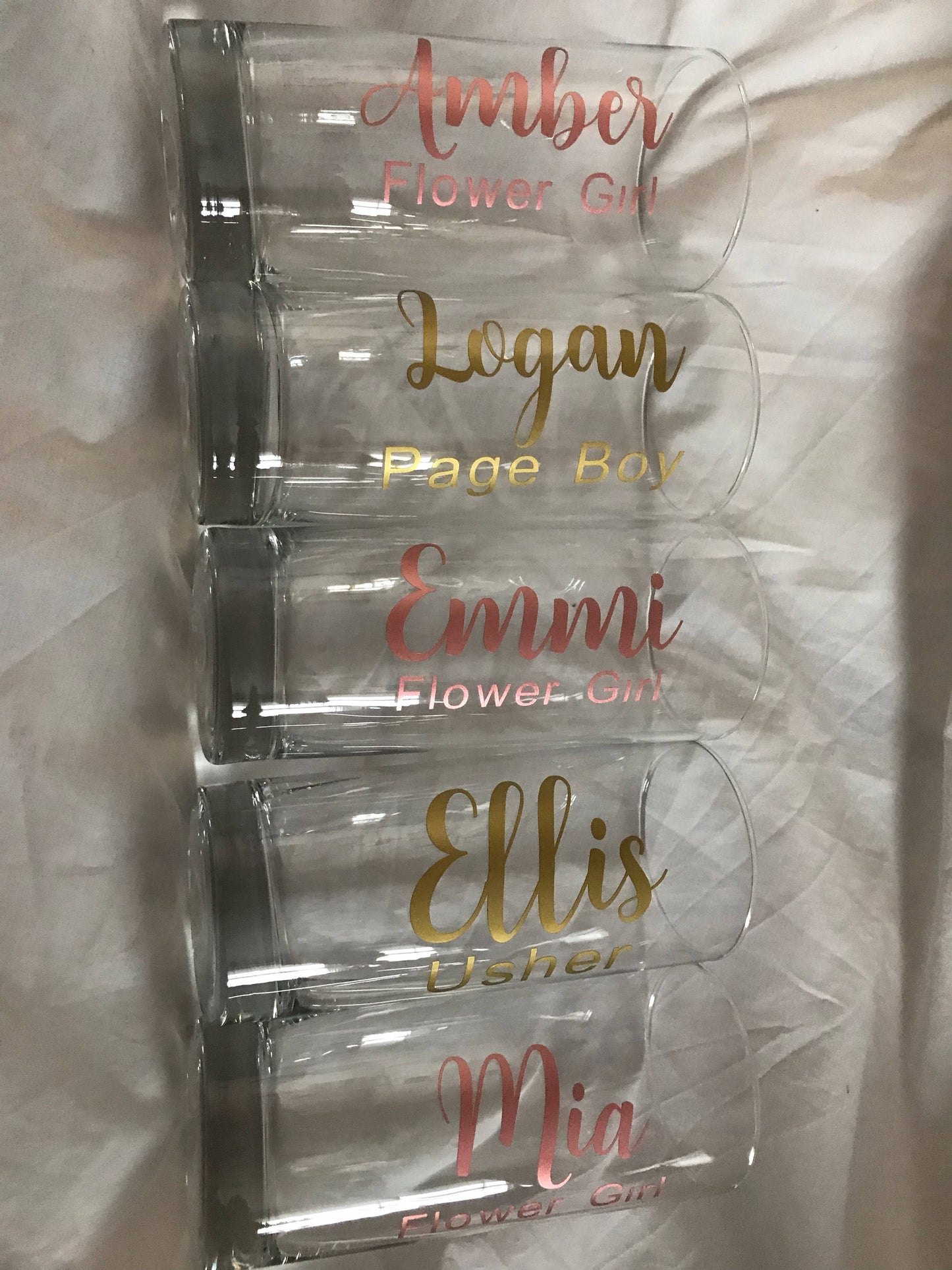 Bridal tumblers, personalised glasses, rose gold tumblers , wedding party gifts