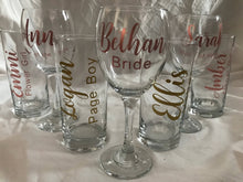 Load image into Gallery viewer, Bridal tumblers, personalised glasses, rose gold tumblers , wedding party gifts
