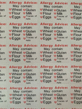 Load image into Gallery viewer, Customisable Allergy advice stickers
