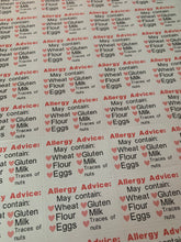 Load image into Gallery viewer, 32 Customisable Allergy advice stickers
