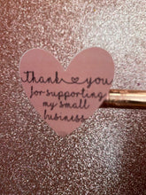 Load image into Gallery viewer, 24 thank you for supporting my small business love heart stickers
