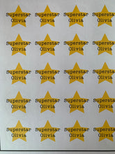 Load image into Gallery viewer, Personalised super star stickers, personalised gold star stickers

