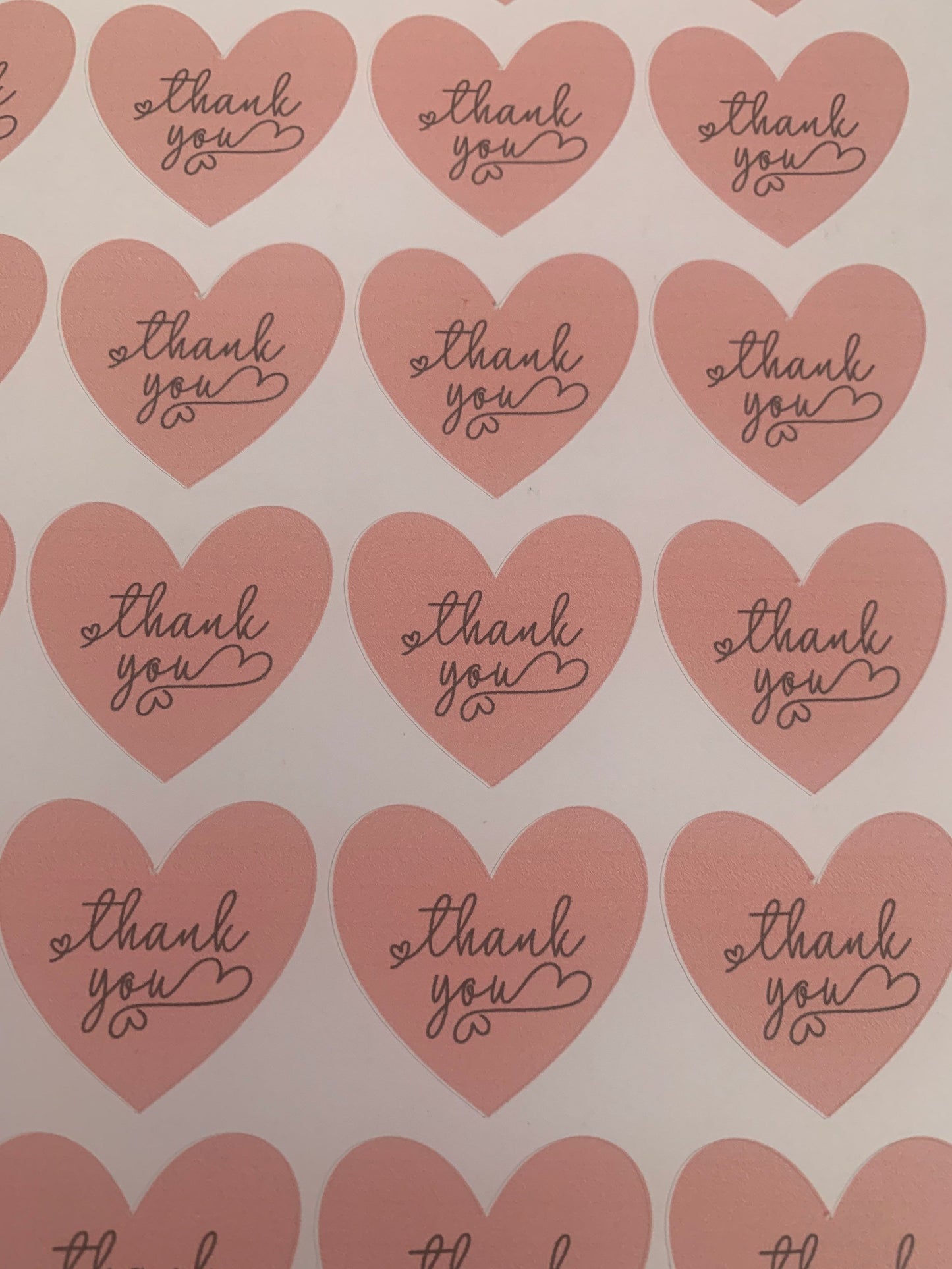 24 thank you love heart stickers