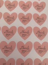 Load image into Gallery viewer, 24 thank you love heart stickers
