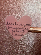 Load image into Gallery viewer, 24 thank you for supporting my small business love heart stickers
