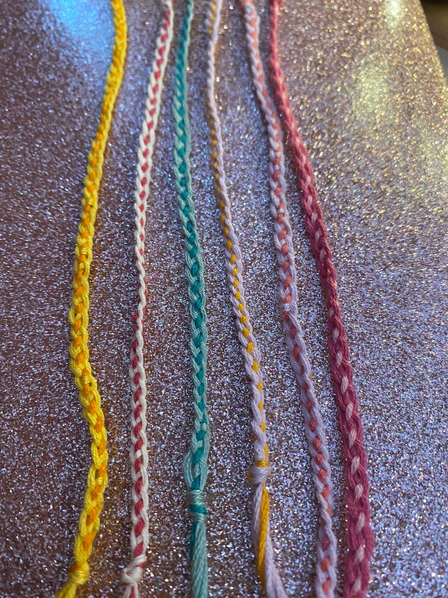 Set of 6 four strand plait friendship bracelets