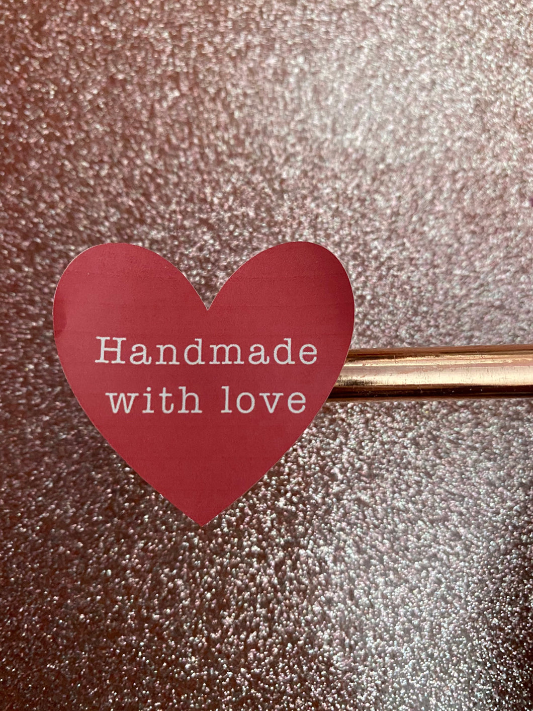 24 handmade with love heart stickers