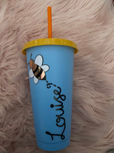 Load image into Gallery viewer, Personalised colour changing tumbler, bee tumbler
