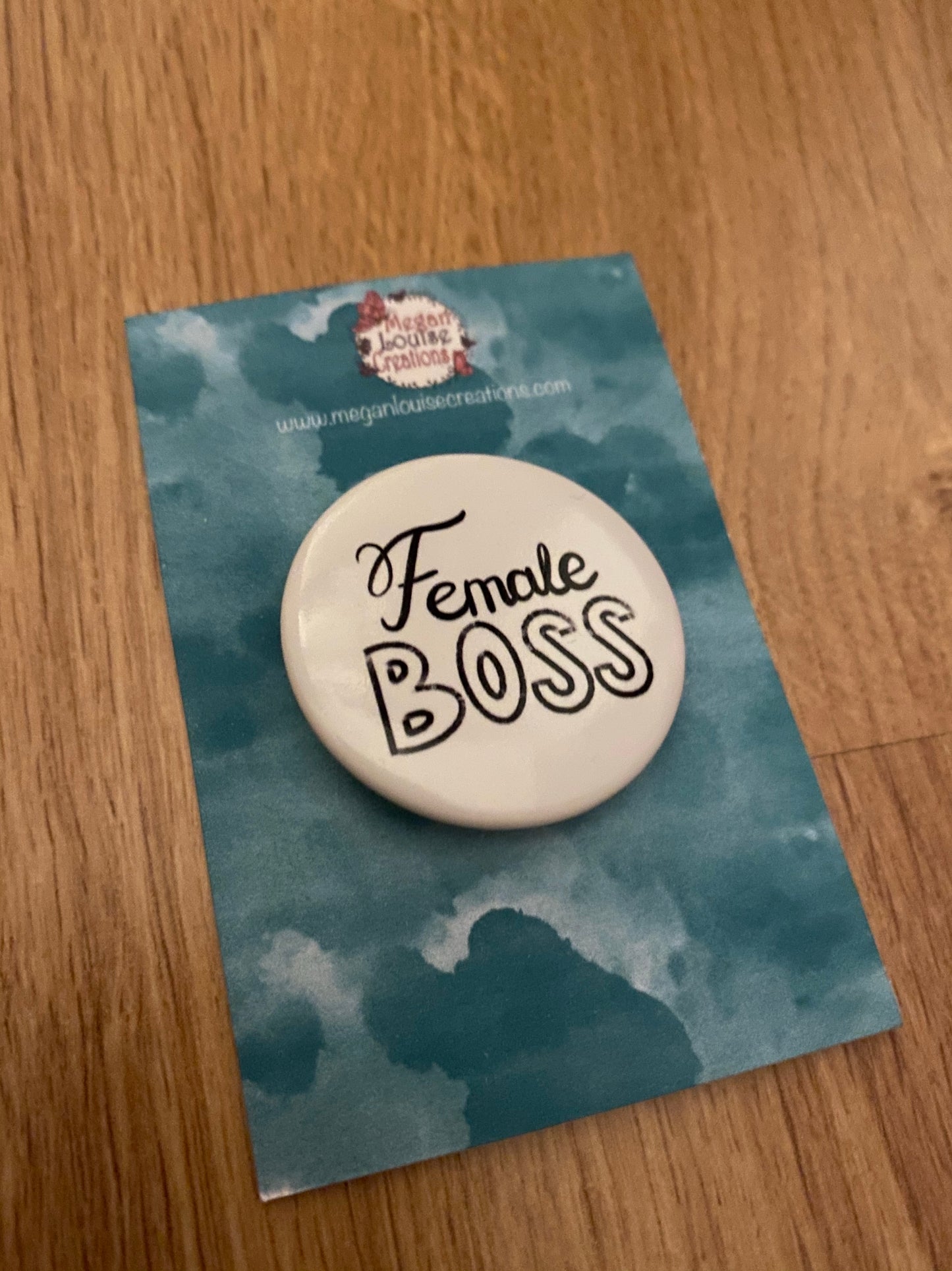 Female boss pin badge
