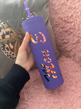 Load image into Gallery viewer, Leopard print text Personalised skinny tumblers
