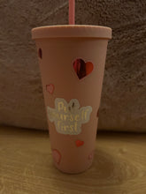 Load image into Gallery viewer, Put yourself first double wall tumbler with rhinestone lid
