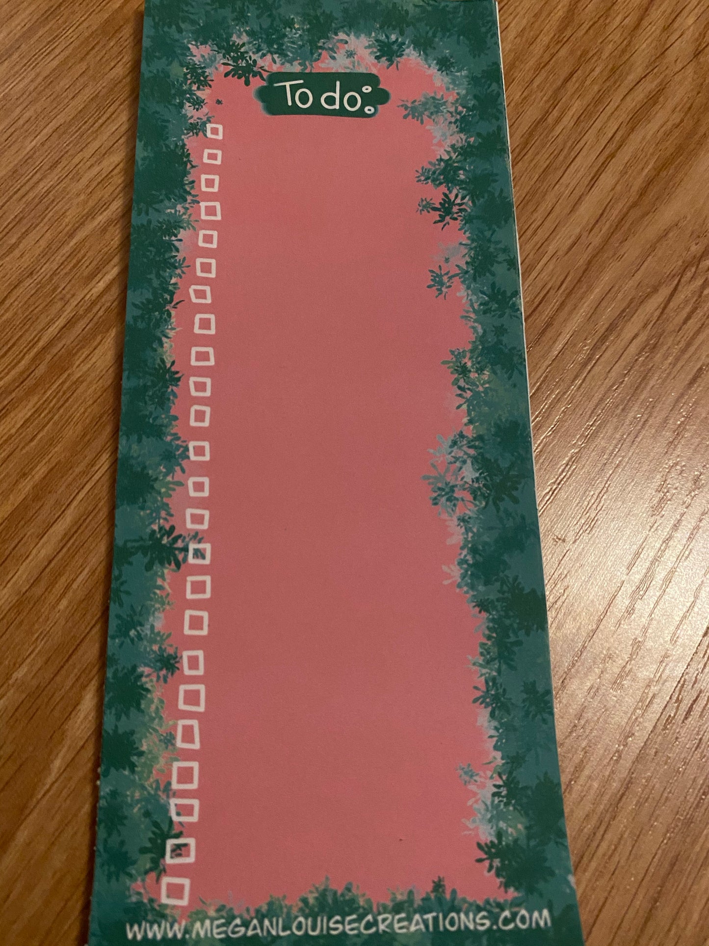 Pink and green leaf to do list pad