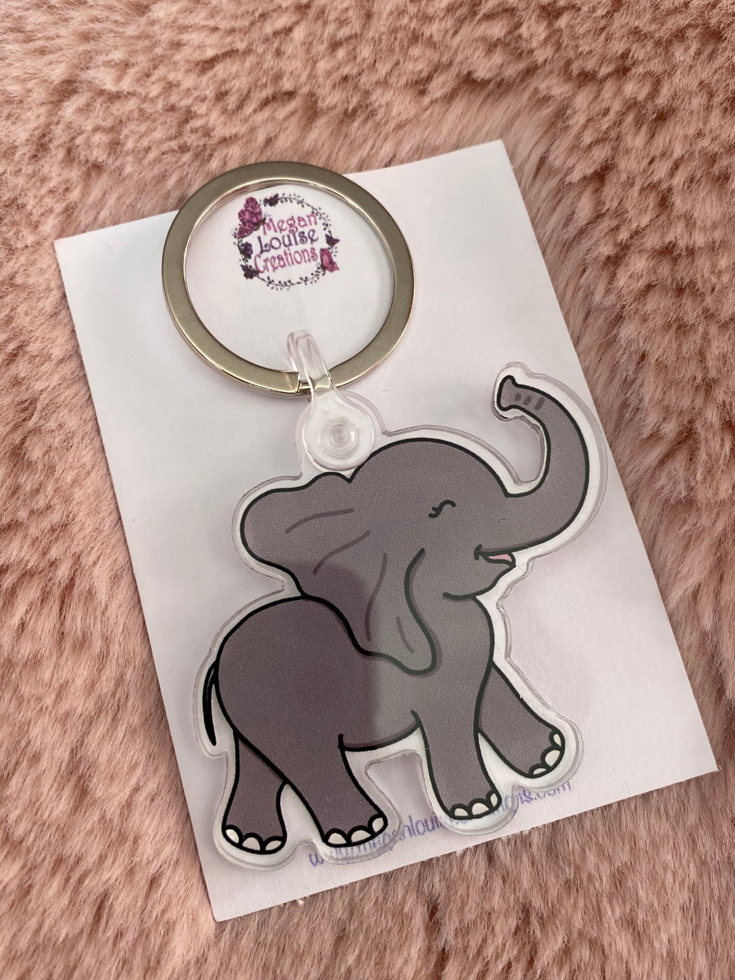 Acrylic elephant keyrings