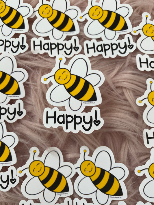 Bee happy sticker