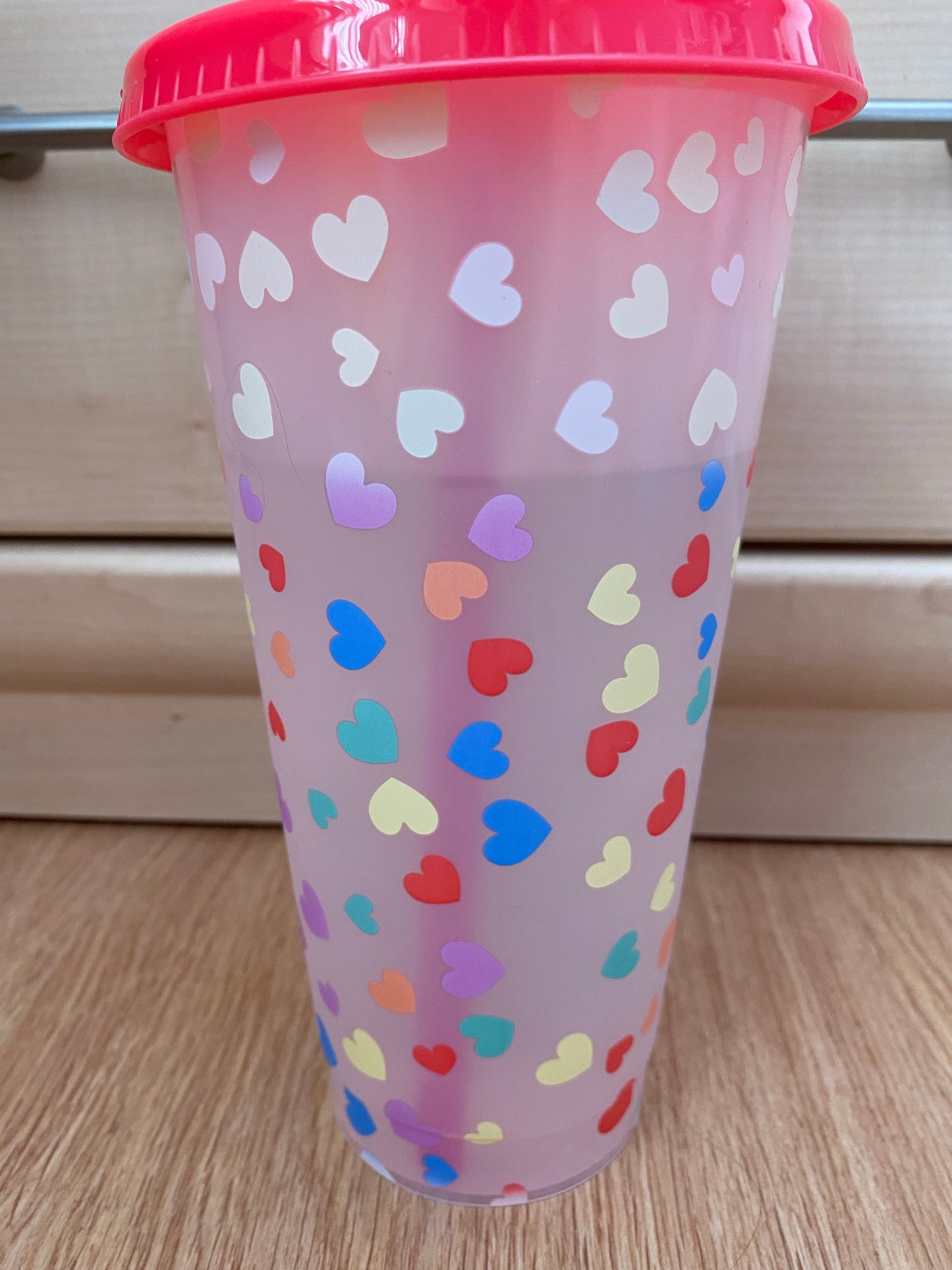 Personalised love heart colour changing cold cup