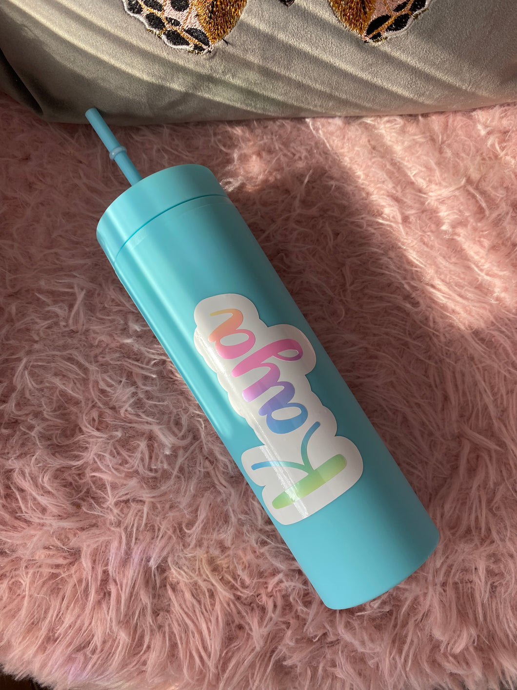 Rainbow ombré Personalised skinny tumblers