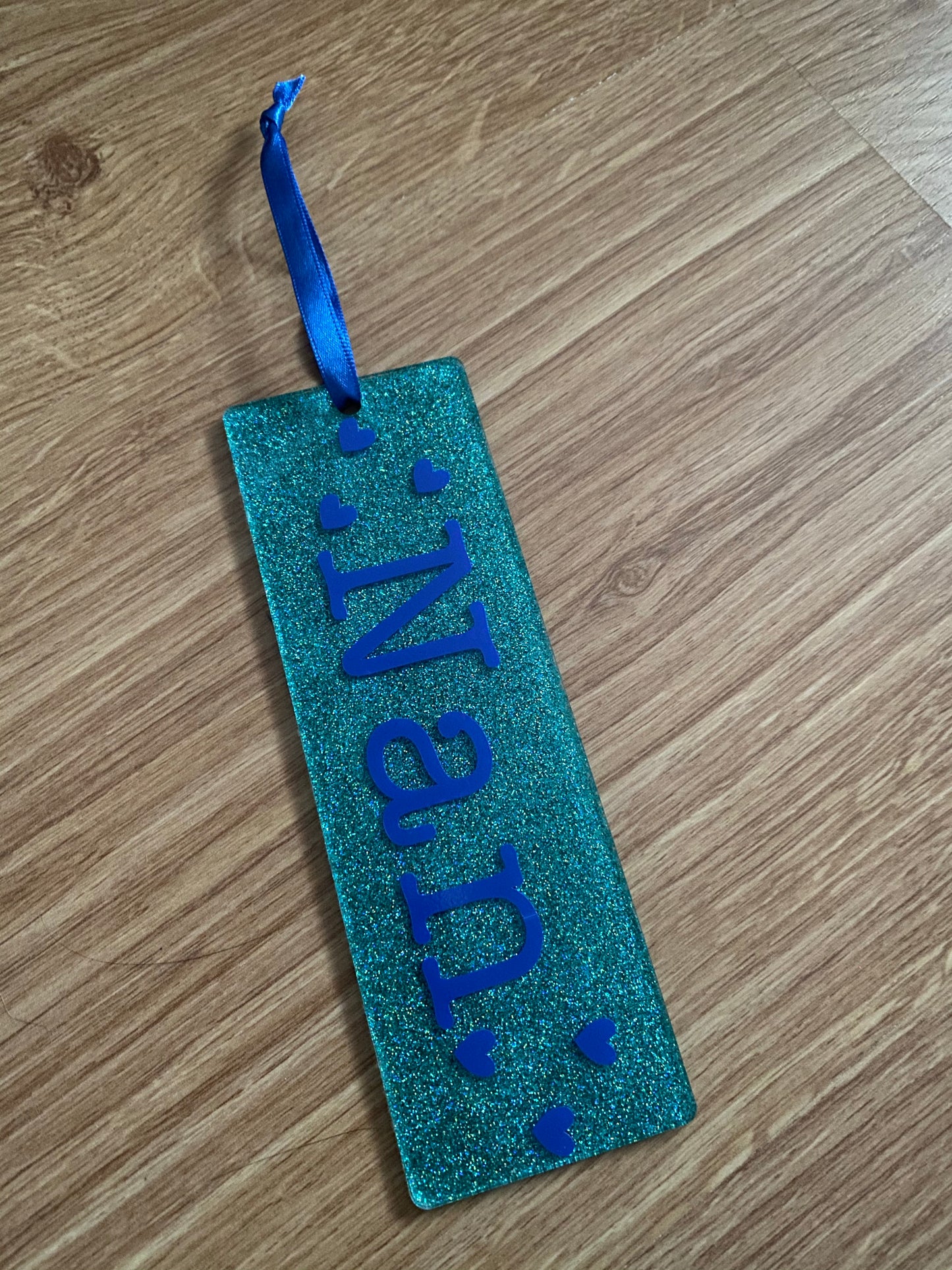 Glittery personalised bookmark