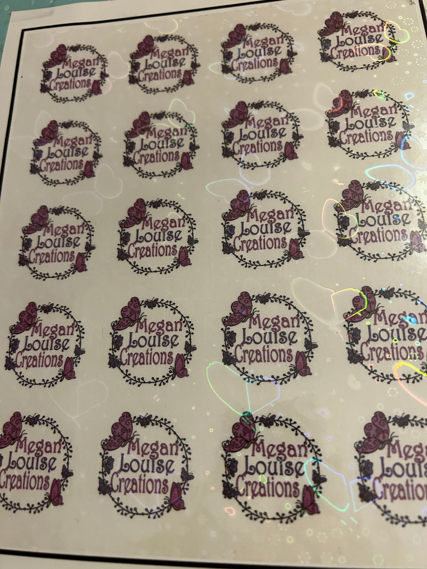 circular Logo stickers with holographic overlay