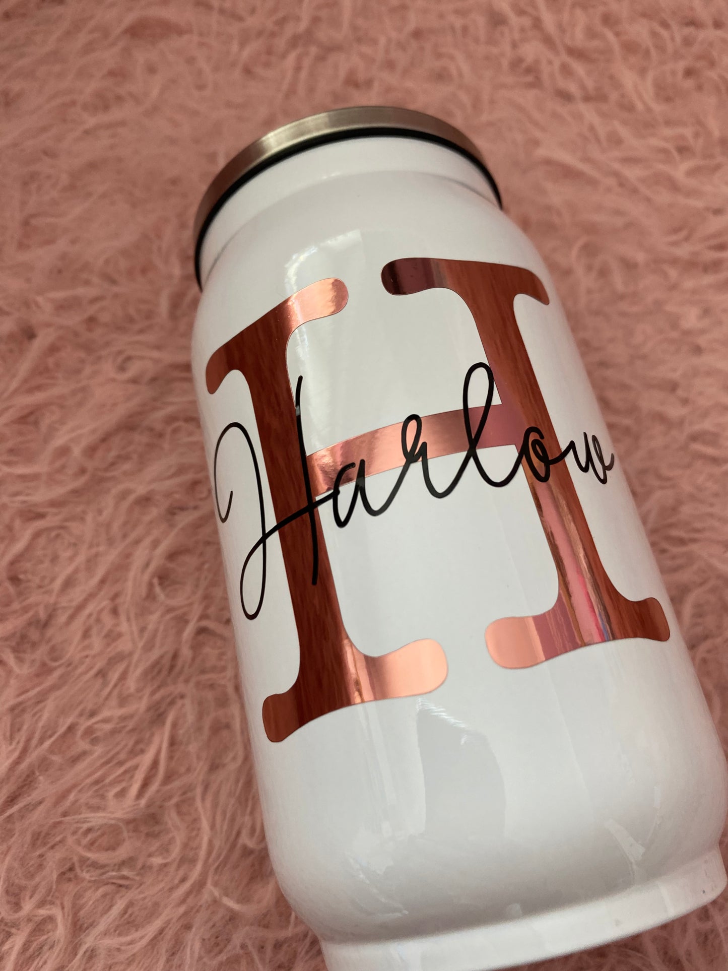 Can style straw water bottle, personalised can, personalised straw bottle