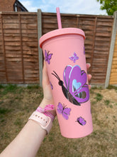 Load image into Gallery viewer, Colour changing butterfly Matt tumbler
