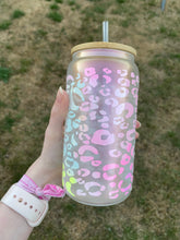 Load image into Gallery viewer, Leopard print iridescent glass can

