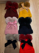 Load image into Gallery viewer, Personalised kids double Pom Pom hat
